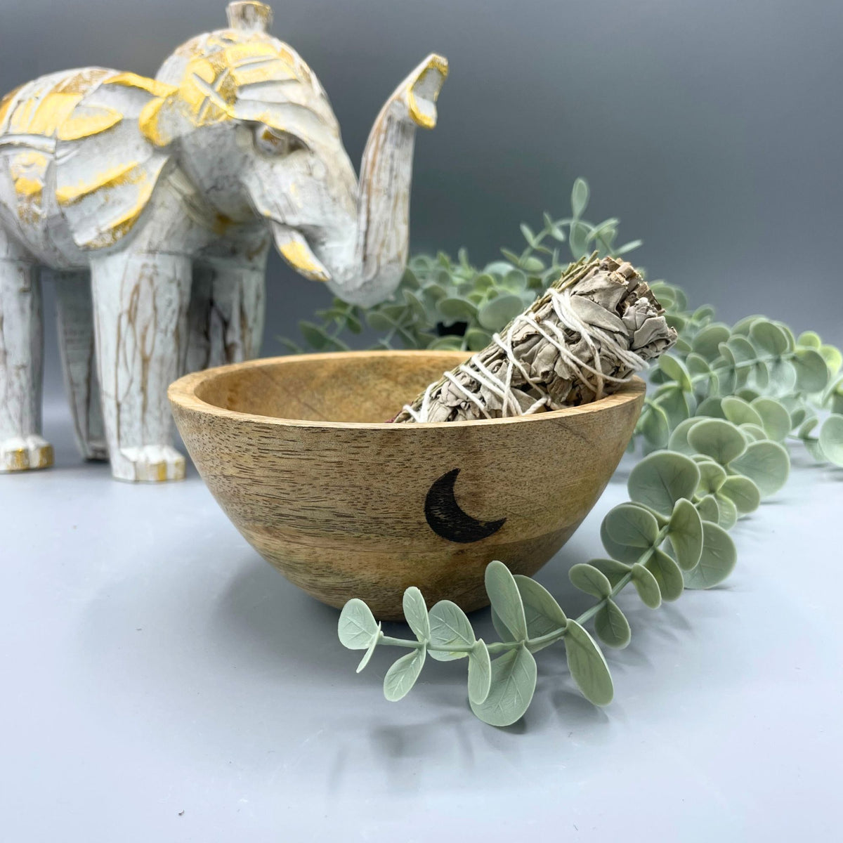 Three Moons Wooden Offering Bowl