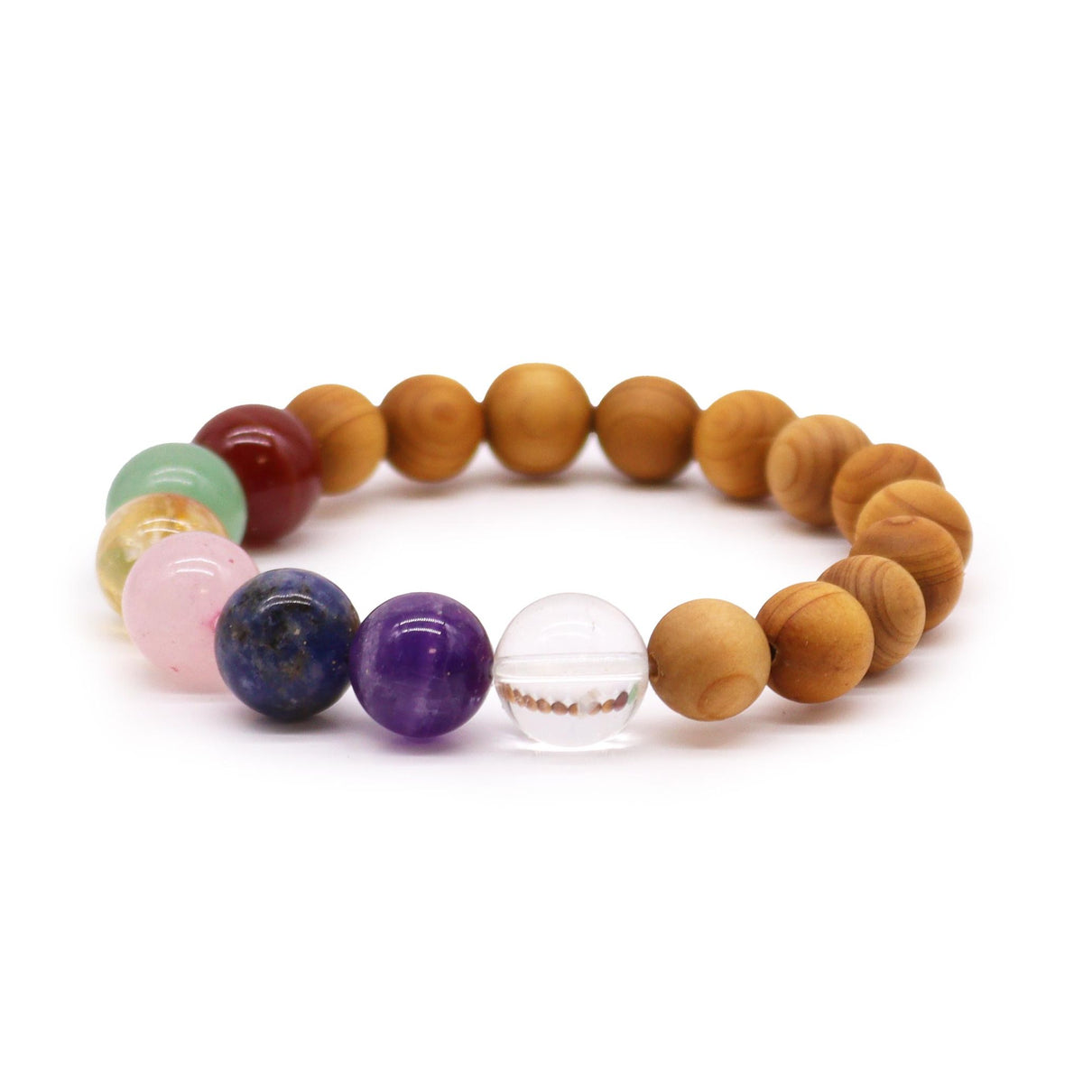 Zedernholz-Armband · Sieben Chakren