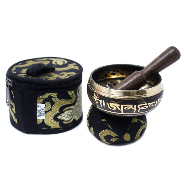 Mini Singing Bowl Gift Set, Black