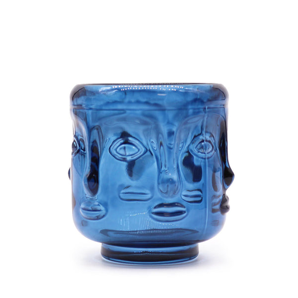 Set of 2 Buddha Faces Candle Jar - Royal Blue