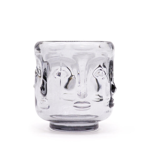 Set of 2 Buddha Faces Candle Jar - Midnight Grey