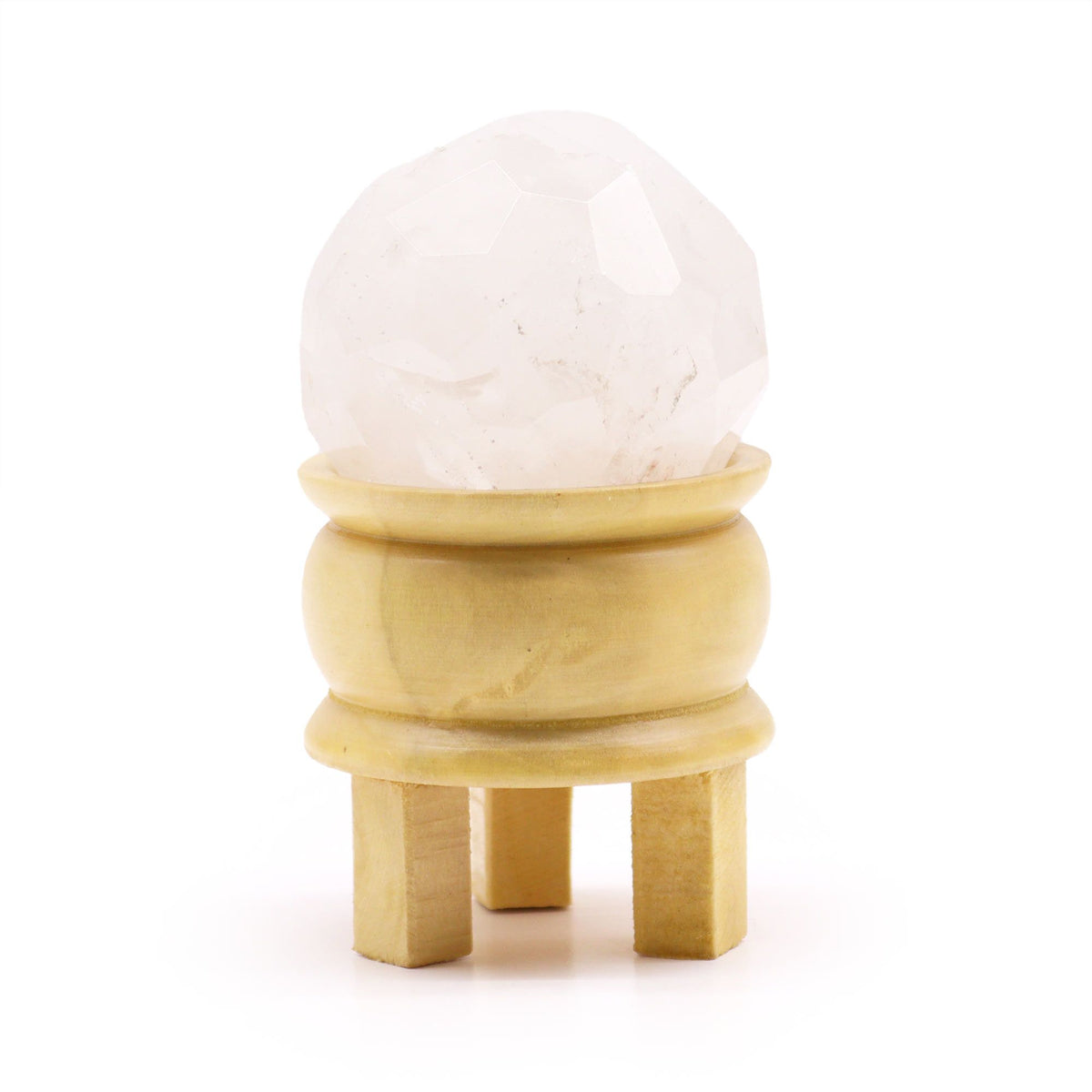 Gemstone Faceted Ball & Stand - Rock Quartz