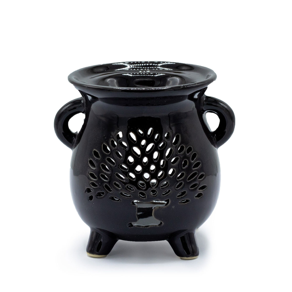 Cauldron Oil Burner, Tree of Life, Black
