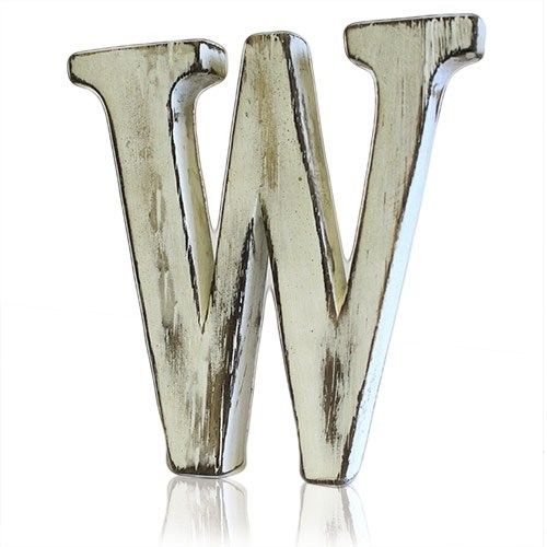 Holzbuchstabe W · Shabby Chic, 15 × 10 cm