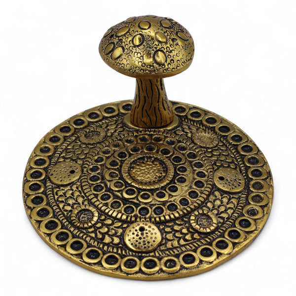 Mushroom Incense Holder, Brass Effect