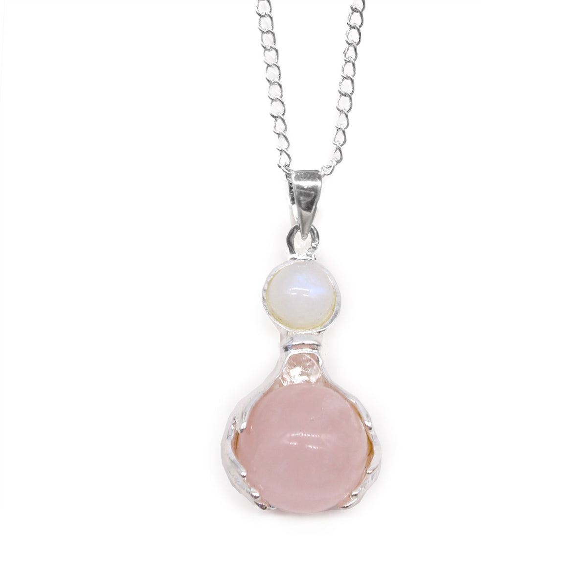 Gemstone Hands Pendant - Rose Quartz
