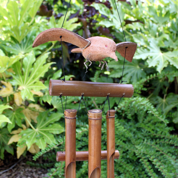 Windspiel Amsel aus Kokosnuss