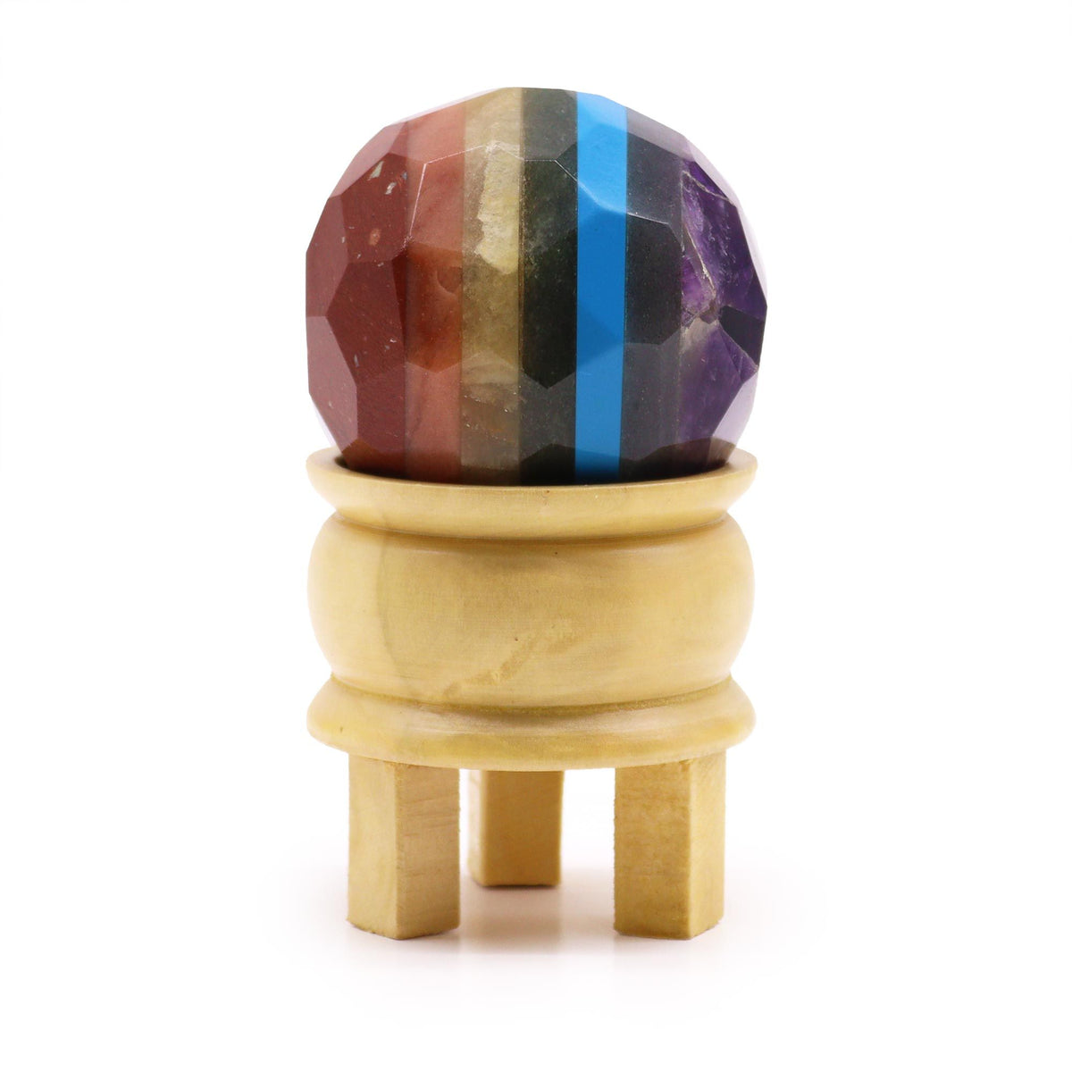 Gemstone Faceted Ball & Stand - Seven Chakra