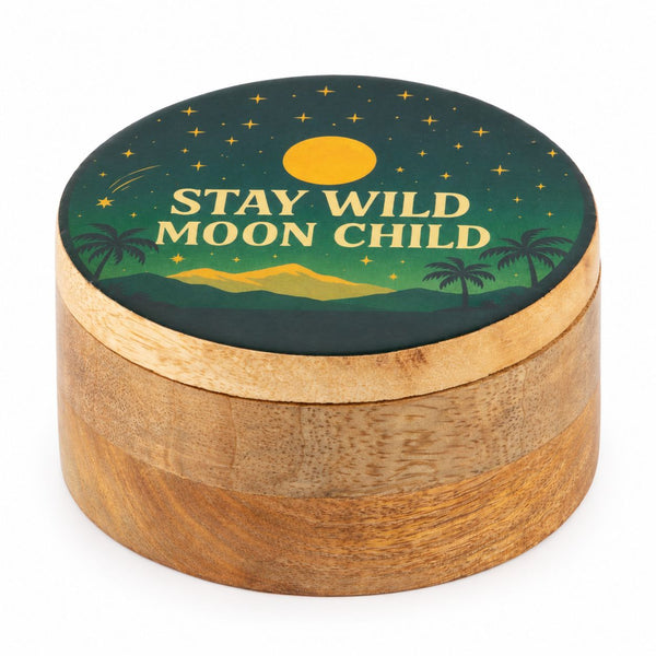 Round Enamelled Box - Stay Wild Moon Child