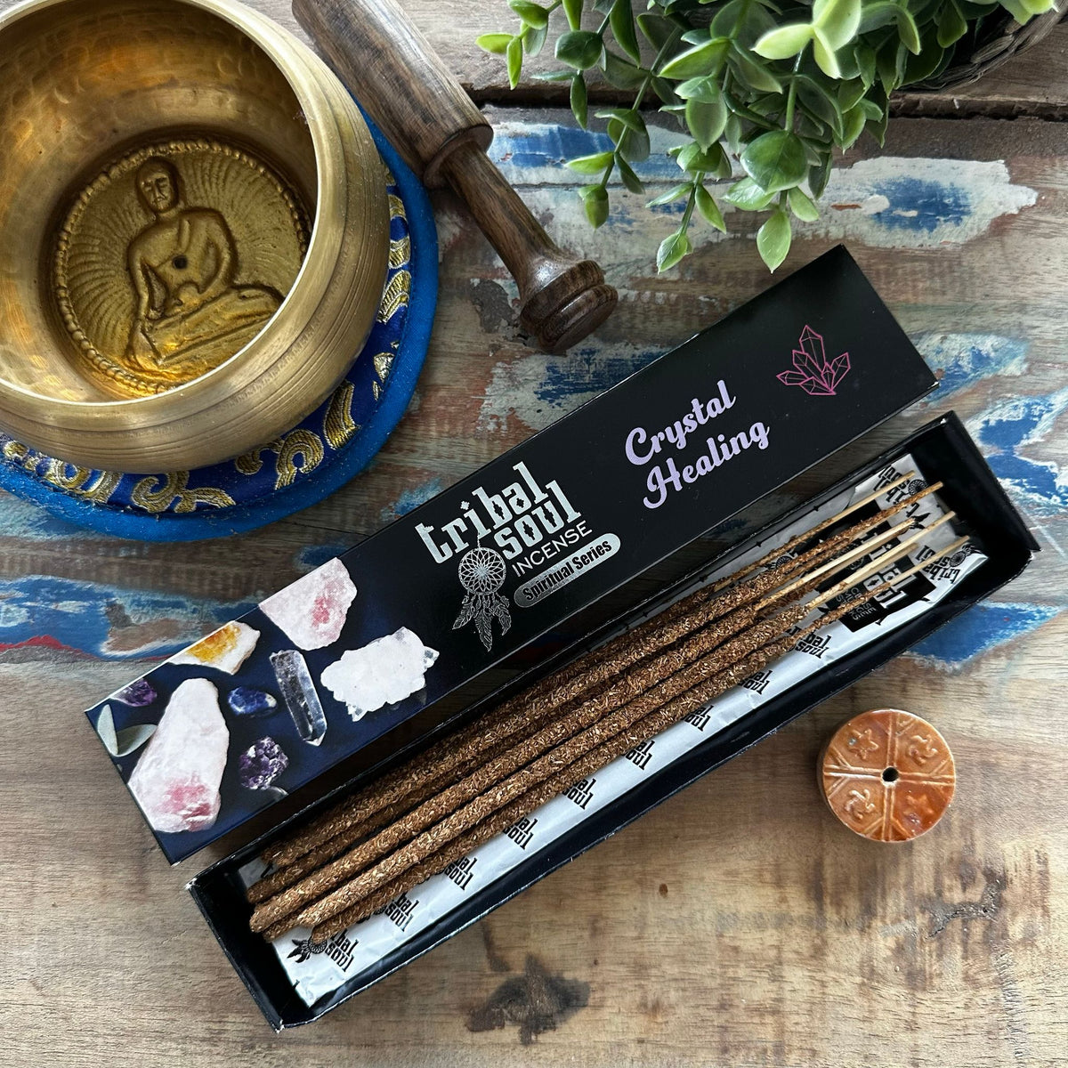 Tribal Soul Spiritual Incense Sticks and Ceramic Holder - Crystal