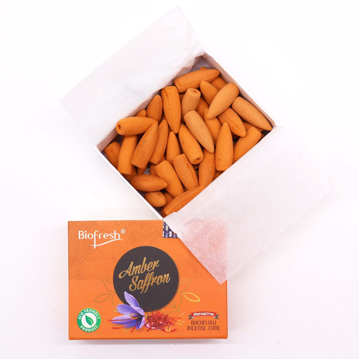 Biofresh Backflow Incense Cones (40 cones) - Amber Safron