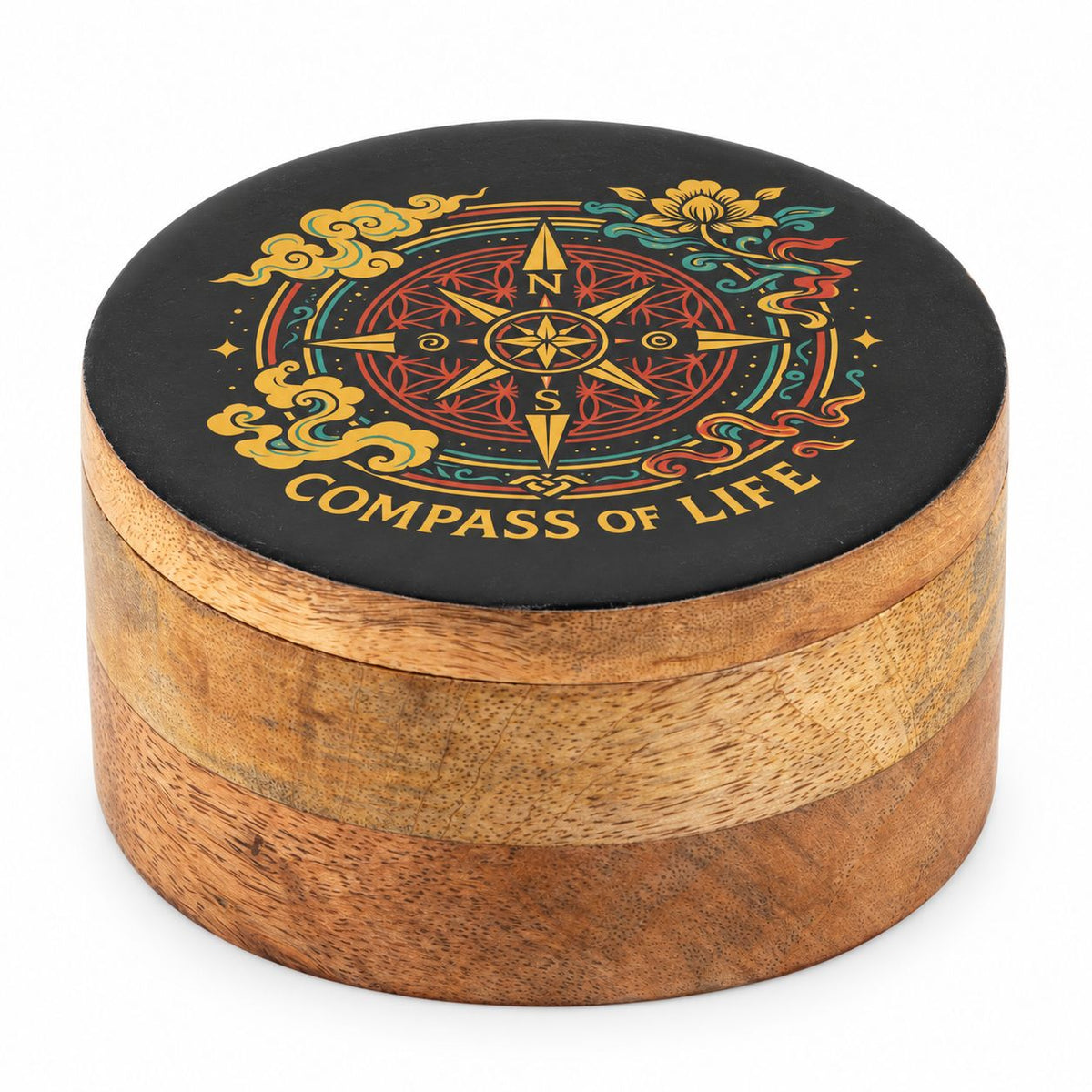 Round Enamelled Box - Compass of Life