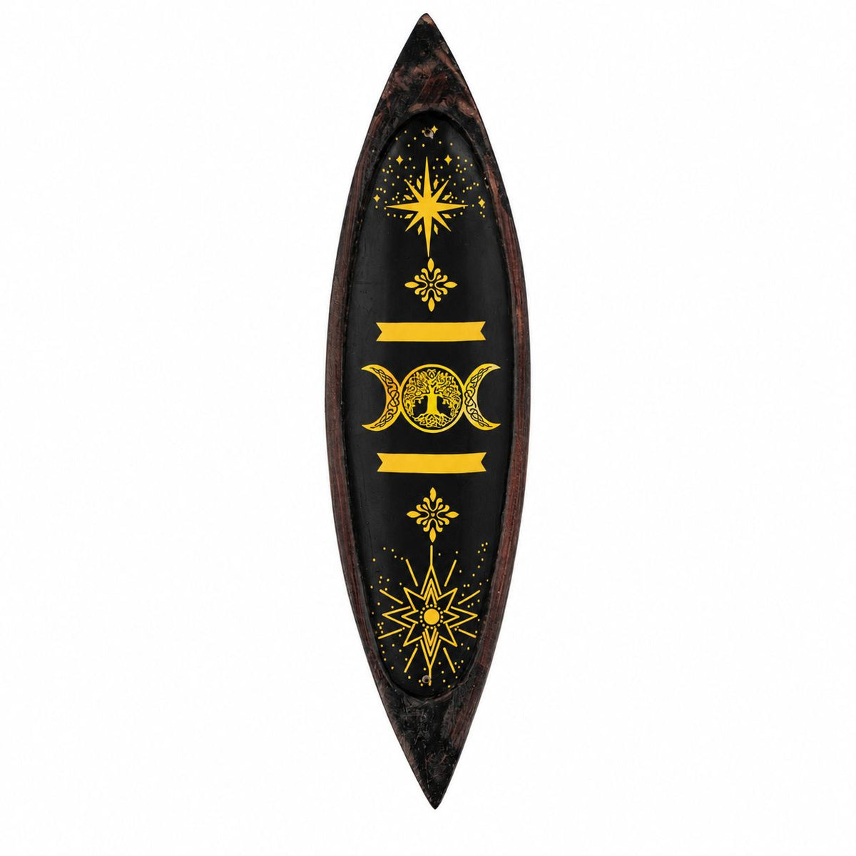 Enamel Incense Bowl - Mango Wood - Triple Moons