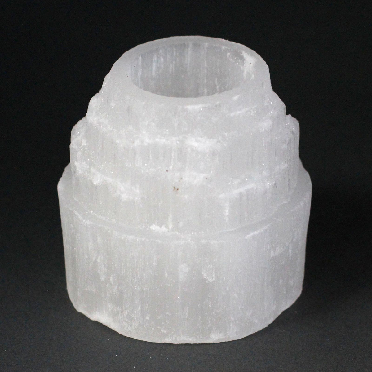 Selenite Candle Holder, Mountain Top