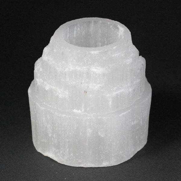 Selenite Candle Holder, Mountain Top