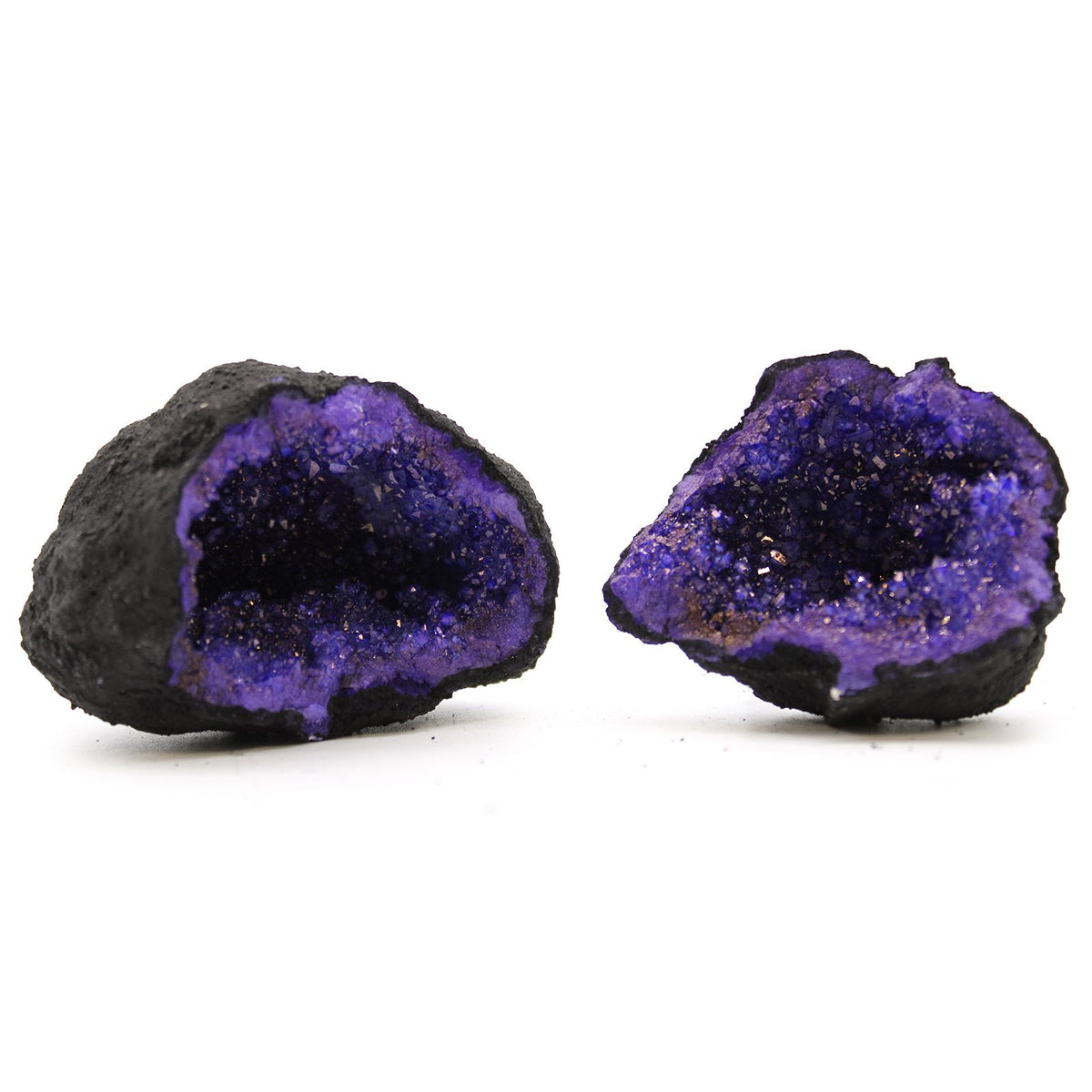 Coloured Calsite Geodes - Black Rock - Blue