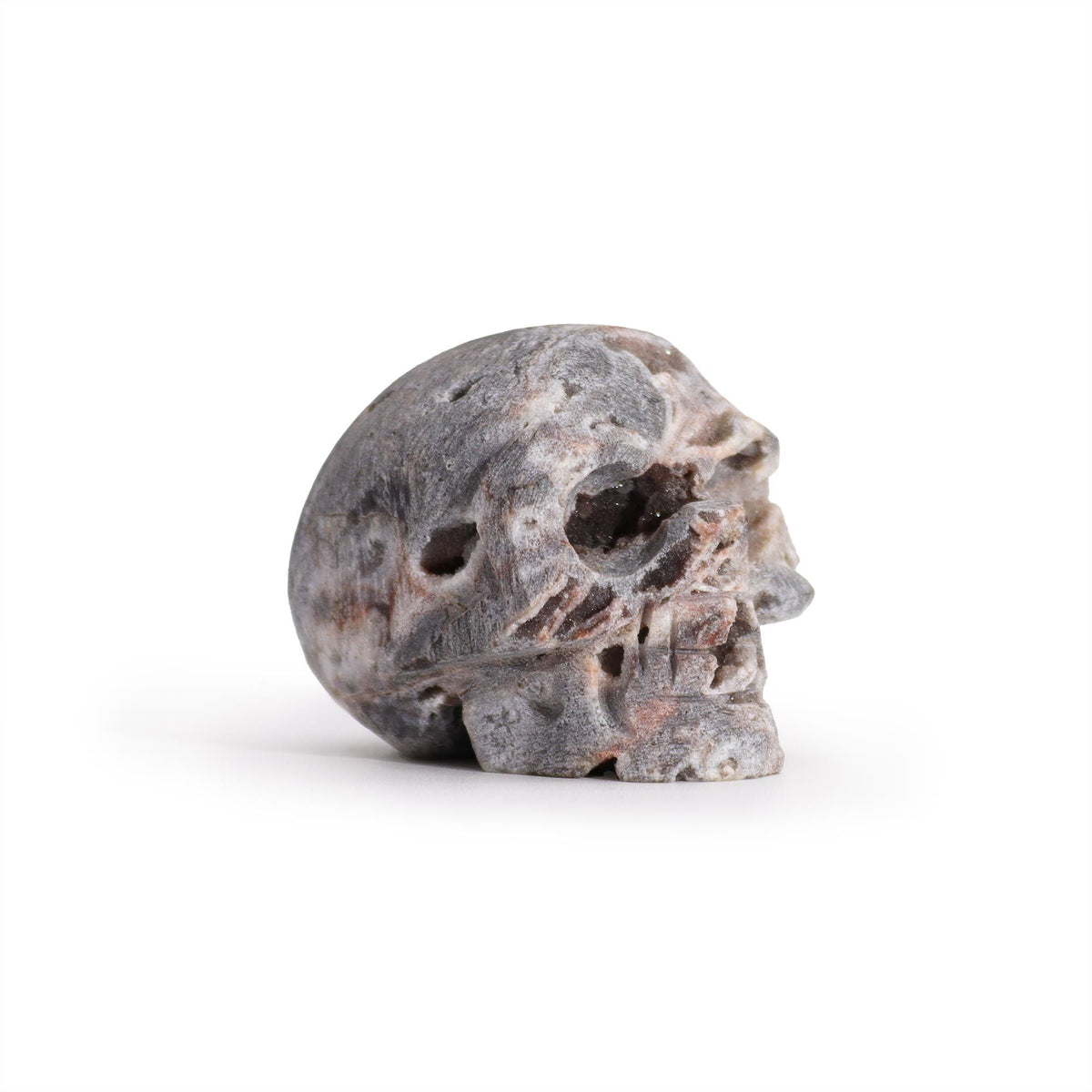 Calcite Geode Carved Skull, 4.5 cm