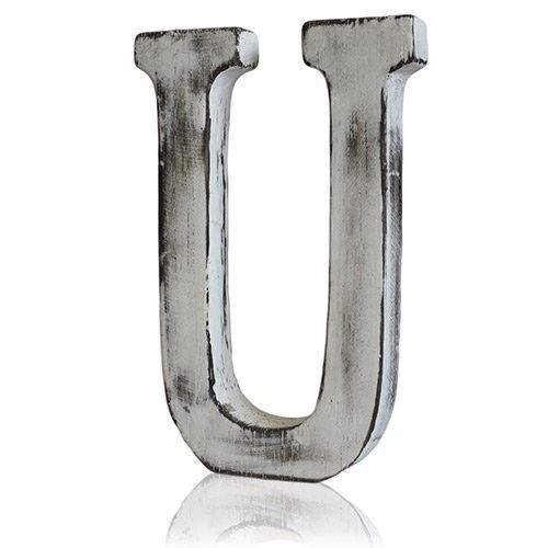 Shabby-Chic-Buchstabe U · Mangoholz