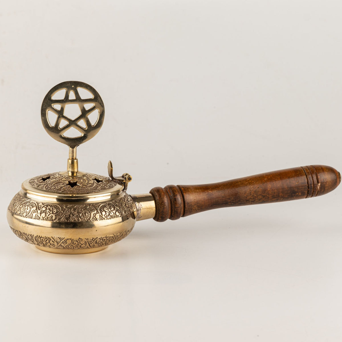 Censer Incense Burner with Wooden Handle - Pentagram