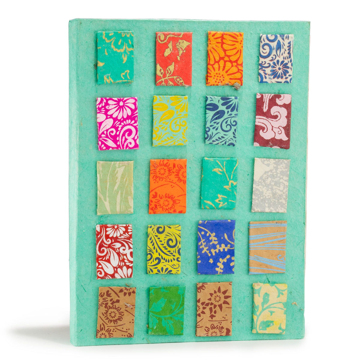Lokta Mini Tiles Notebook – Large (21x15cm) – 45 Leaves – Includes Bookmark – Teal