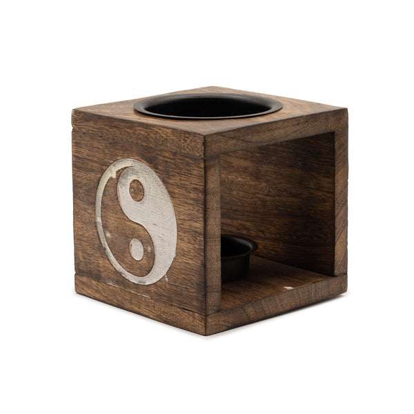 Mango Wood Oil Burner, Yin Yang