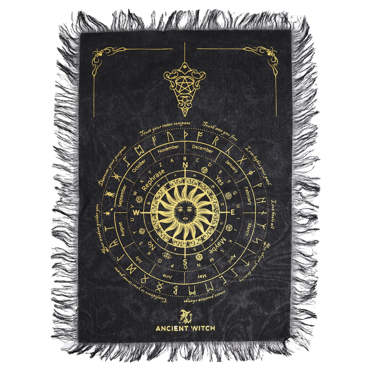 Ancient Witch Pendeltuch · Sonnengesicht, Schwarz & Gold