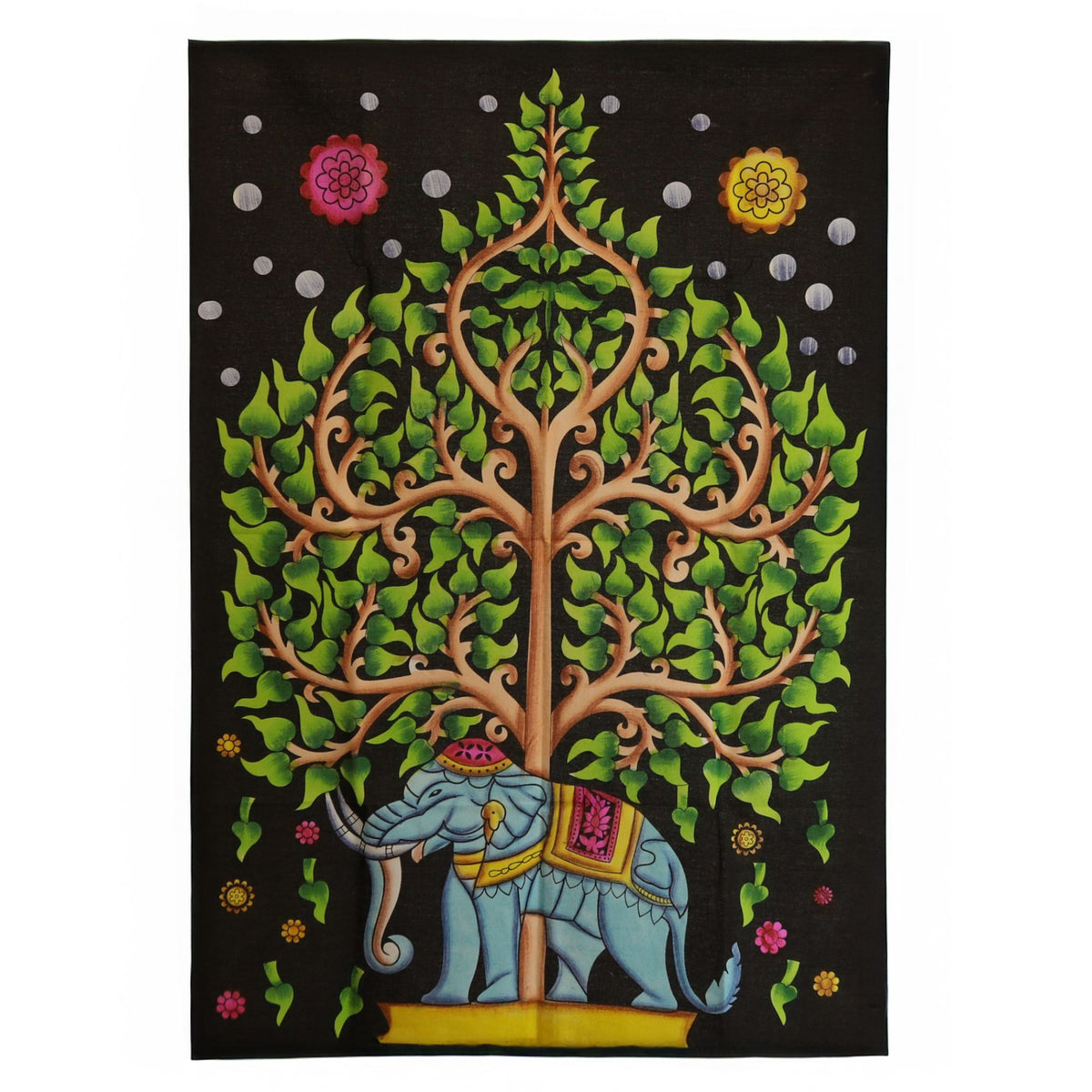 Cotton Wall Hanging · Elephant & Tree of Life, 70 × 110 cm