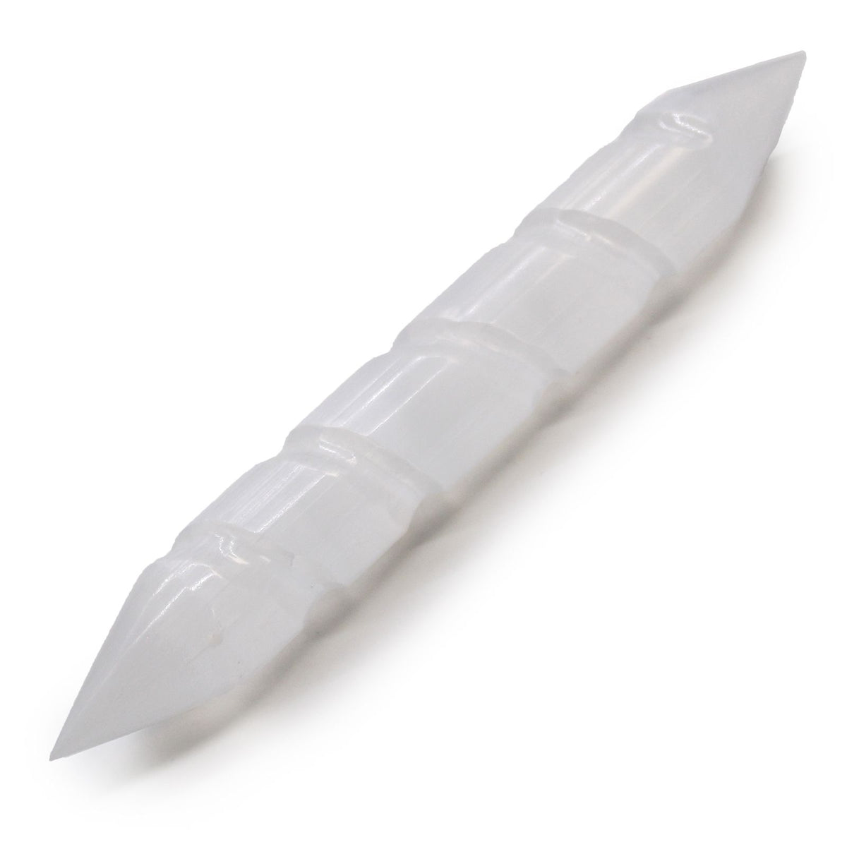 Selenit-Spiralstab · 16 cm, zwei Spitzen