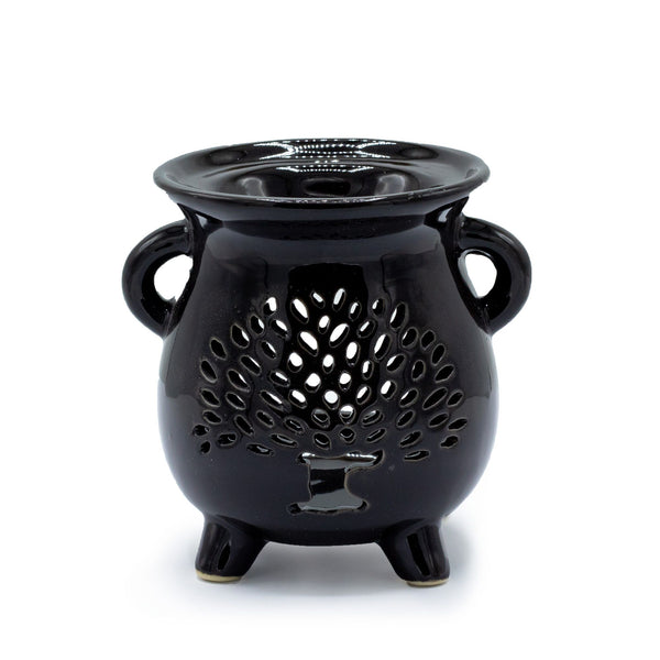 Cauldron Oil Burner, Tree of Life, Black