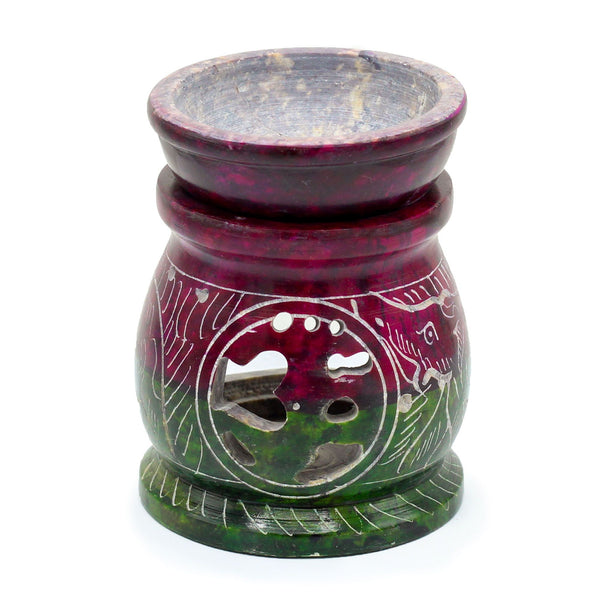 Soapstone Oil Burner, Om & Elephant