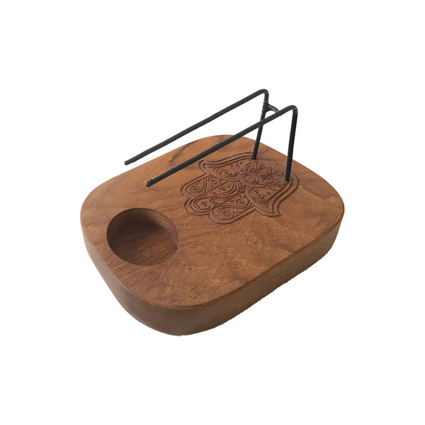 Palo Santo Heater, Teak, Hamsa Design