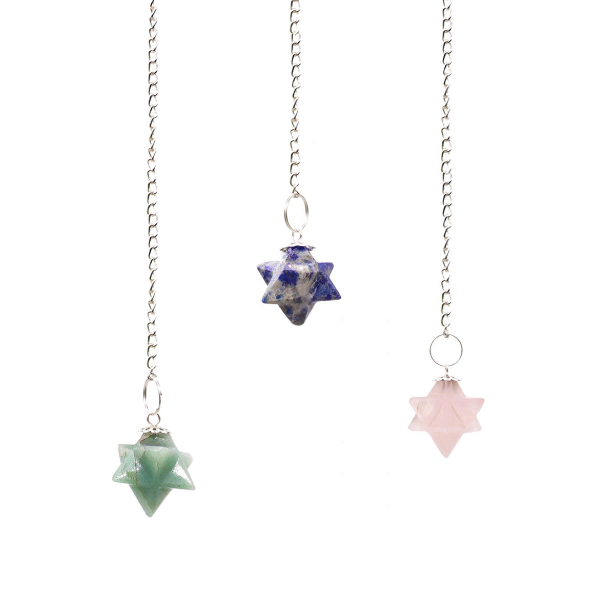 Merkaba Star Pendulum, Assorted Stones