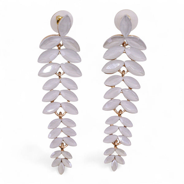 Pearl - Vintage Glass - Long Drop - Earrings