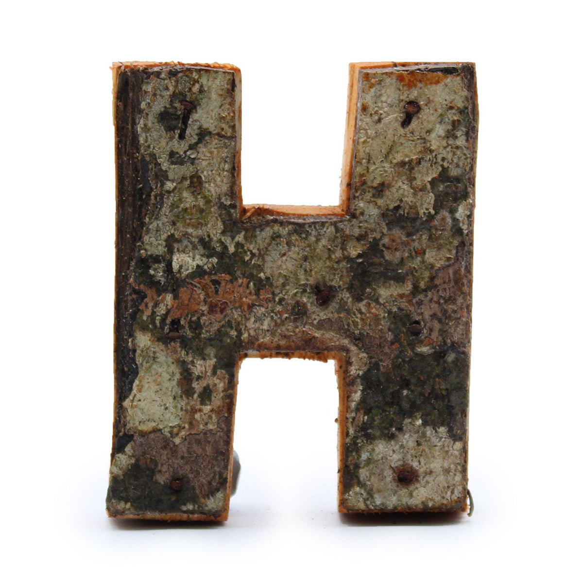 Rustic Bark Letter H · 7 cm