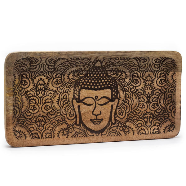 Long Tray 30x15x2.5cm - Buddha Face Black Engraved