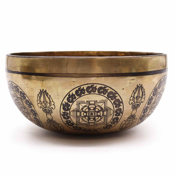 Tibetan Engraved Bowl - 21cm - 5 Buddhas