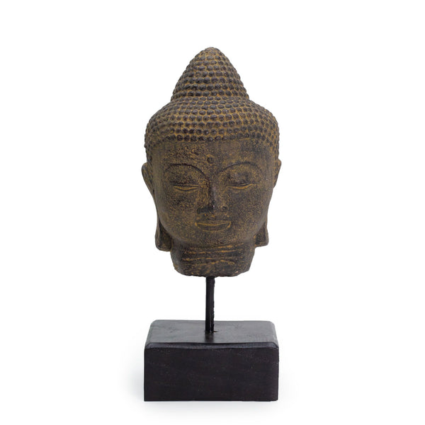 Stillness Buddha Head on Stand - Grey