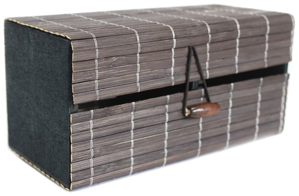 Box aus grauem und naturfarbenem Bambus mit Schlaufenverschluss, Ancient Wisdom