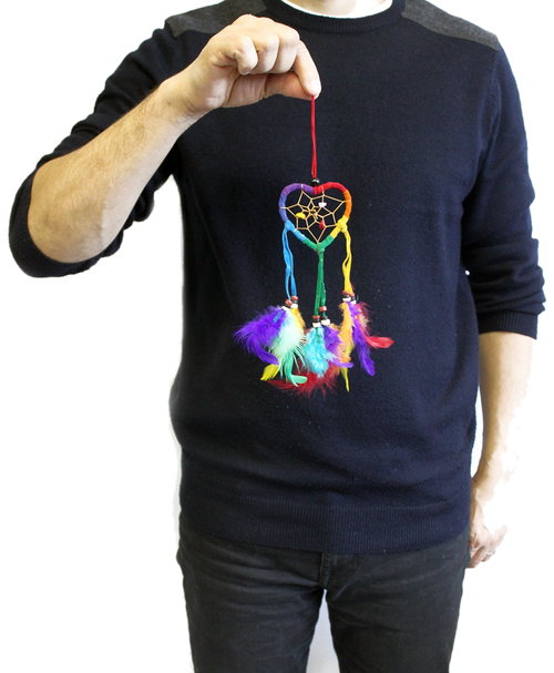 Heart Dreamcatcher · Rainbow: Handmade in Bali, 22 cm